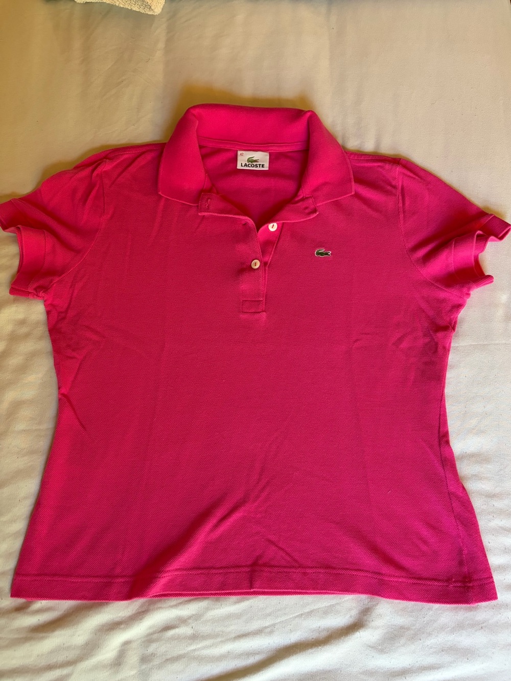 Lacoste Women’s Bright Pink Pique Polo (size 42/small) - Picture 2 of 8